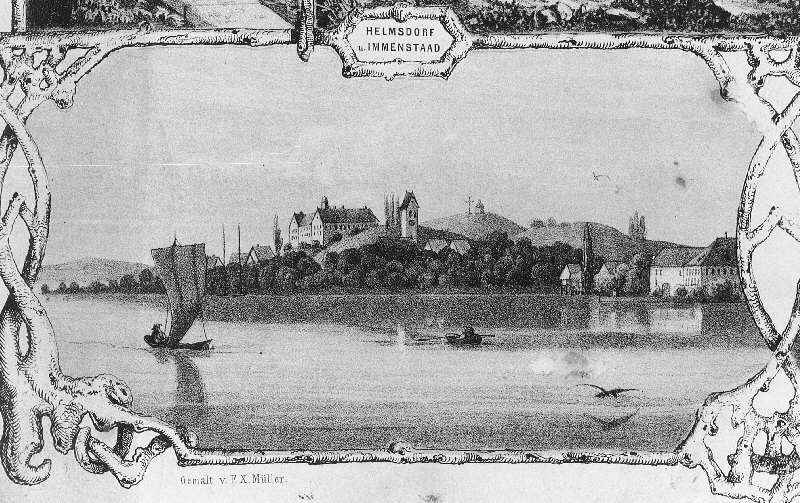 F.X. Mller Helmsdorf Immenstaad Hohberg mit Gipfelkreuz um 1865